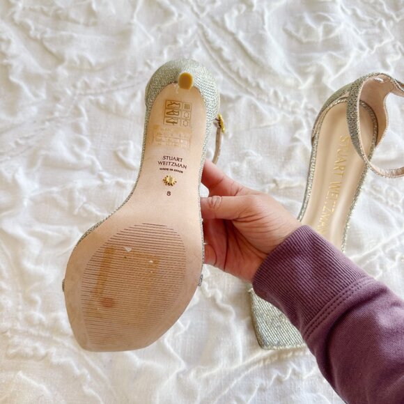 Stuart Weitzman Nudistcurve Ankle Strap Sandal Size 8 - Picture 9 of 9
